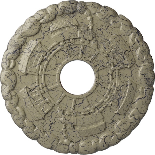 Ekena Millwork Kendall Train Station Medallion (Canopies up to 3 7/8"), 18 1/2"OD x 3 7/8"ID x 1"P, Castle Stone CM18KDCSC - main